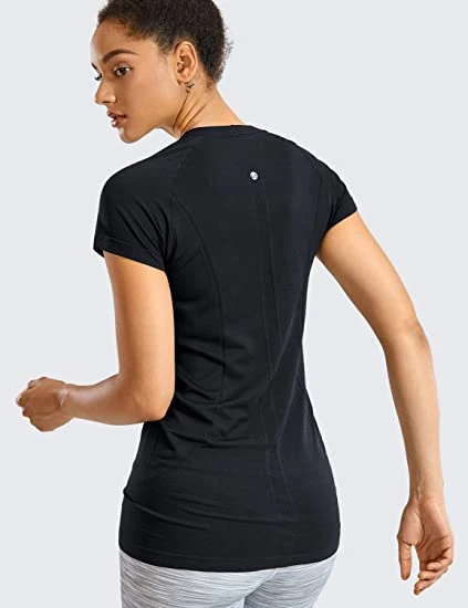 Women Short Sleeve Quick Dry Breathable Gym Athletic Tops Sports Tees