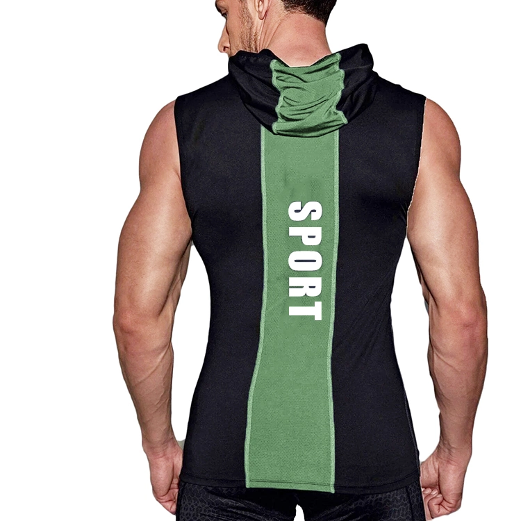 Custom Logo Cotton Sports Gym Wear Athletic Stringer Hooded Tank Top Men Workout