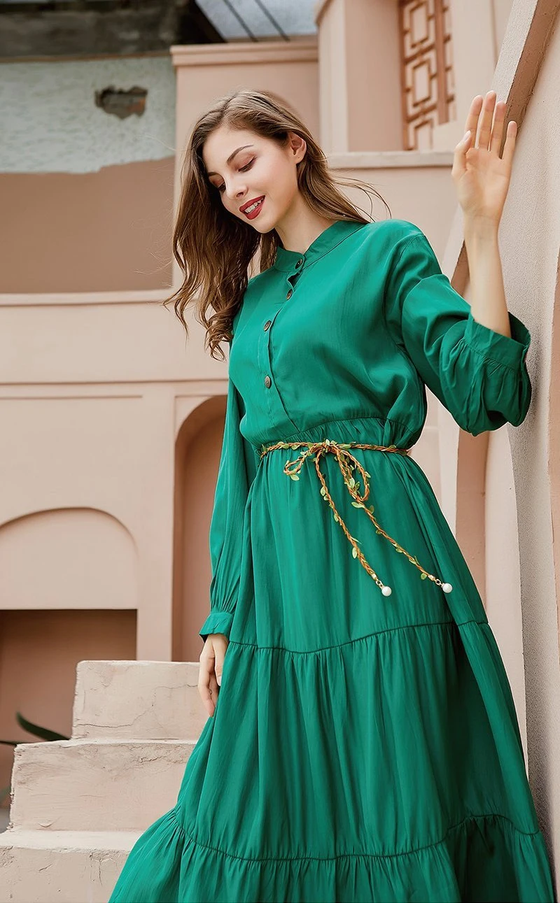 OEM Women Apparel Dresses Long Sleeve Ladies Skirt MIDI Dresses Women