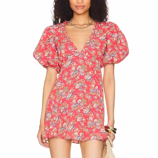 L287034 White Bear Print Short Sleeve Mini Dress