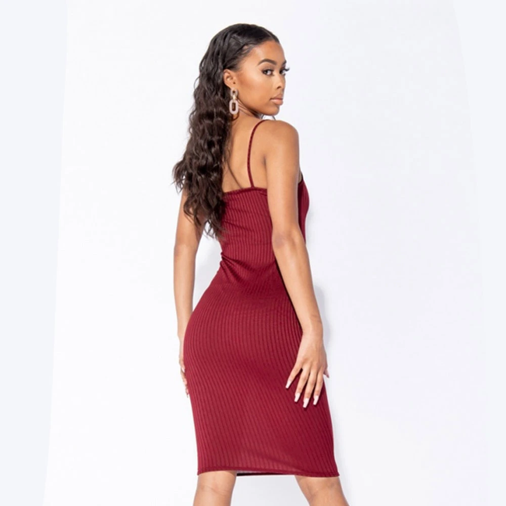 High Quality Sleeveless Bodycon MIDI Sexy Fashion Ladies Dresses