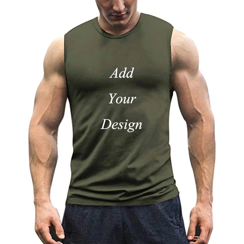 Men Workout Tank Top Sleeveless Muscle Shirt Cotton Gym Training Bodybuilding Tee